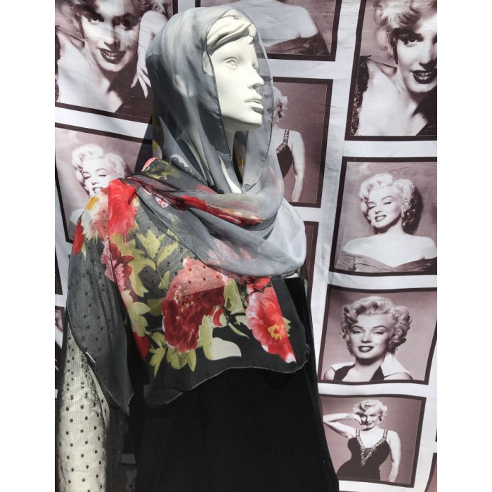 Серый шарф с цветами Lima
